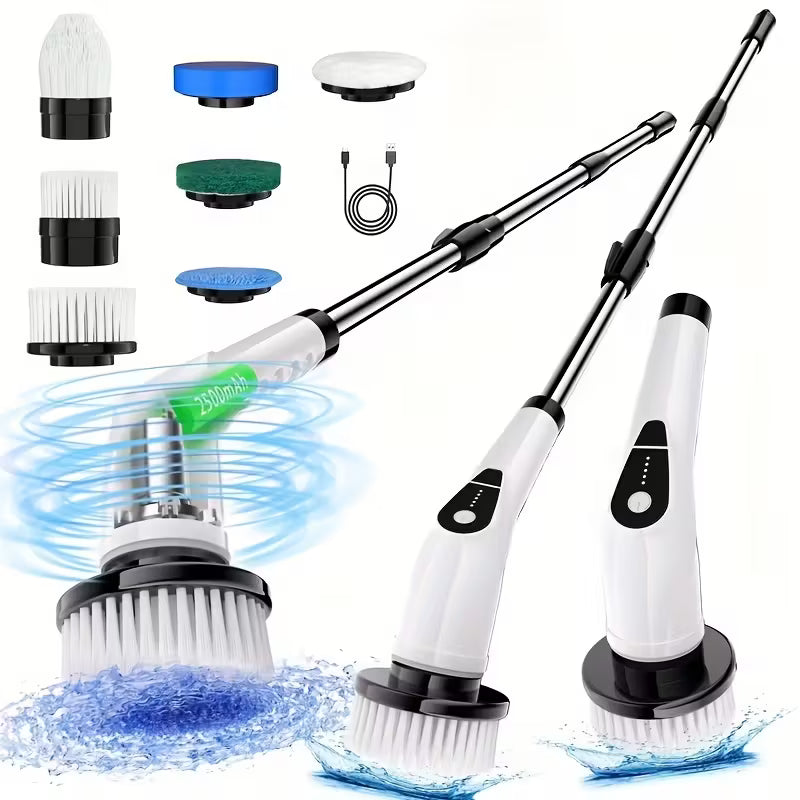 2026 Upgraded Electric Spin Scrubber,7-in-1 Cordless Cleaning Brush,Electric Spin Scrubber with Extendable Handle