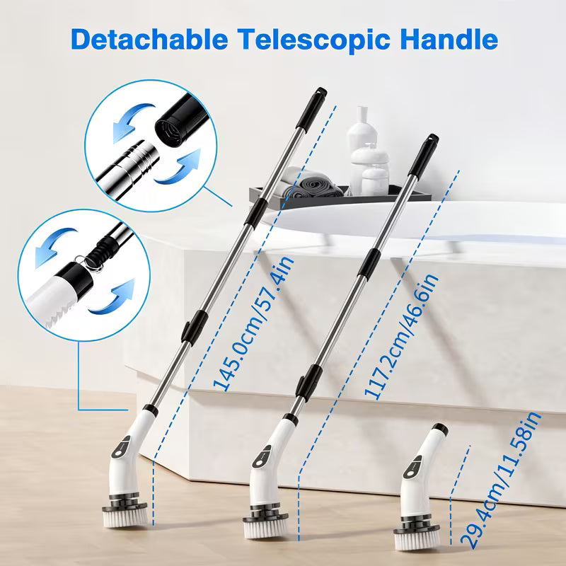 2026 Upgraded Electric Spin Scrubber,7-in-1 Cordless Cleaning Brush,Electric Spin Scrubber with Extendable Handle