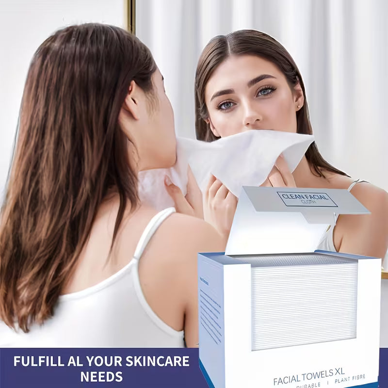 Thick Disposable Face Towels for Daily Cleansing, Extra Large Wet & Dry Cloths, 40 Sheets per Box, 10.24 × 11.81 Inches, Available in 1, 3 or 6 Boxes