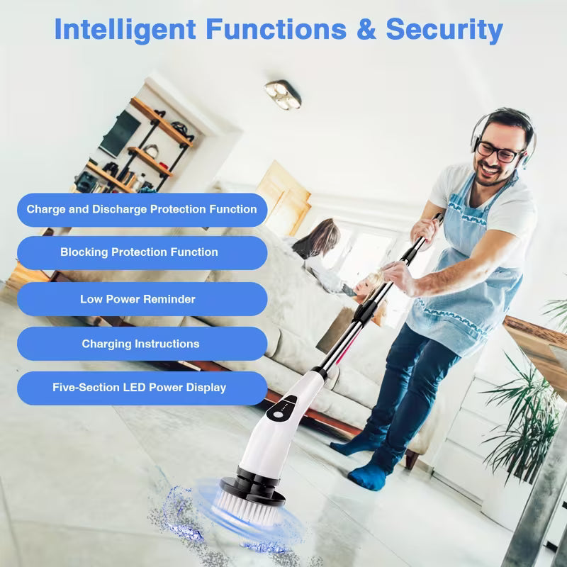 2026 Upgraded Electric Spin Scrubber,7-in-1 Cordless Cleaning Brush,Electric Spin Scrubber with Extendable Handle